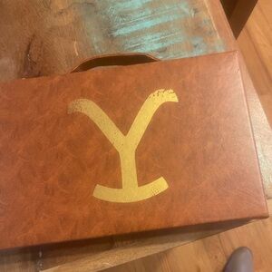 Elegant Brown Card Game Set with Gold Accents